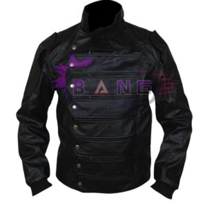 Buy Bucky Barnes Winter Soldier Captain America Black Leather Strap Jacket