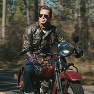 Get Brad Pitt The Curious Case Of Benjamin 4 Pockets Distressed Leather Biker Jacket