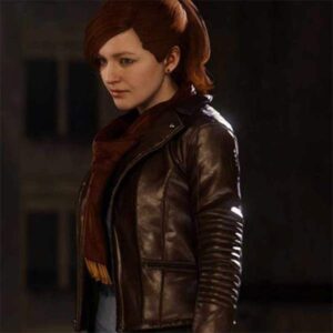 Spider Man PS4 Video Game Mary Jane Watson Brown Leather Jacket For Women