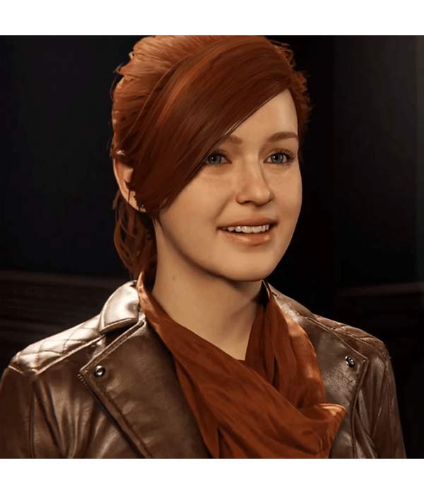 Spider Man PS4 Video Game Mary Jane Watson Brown Leather Jacket For Women